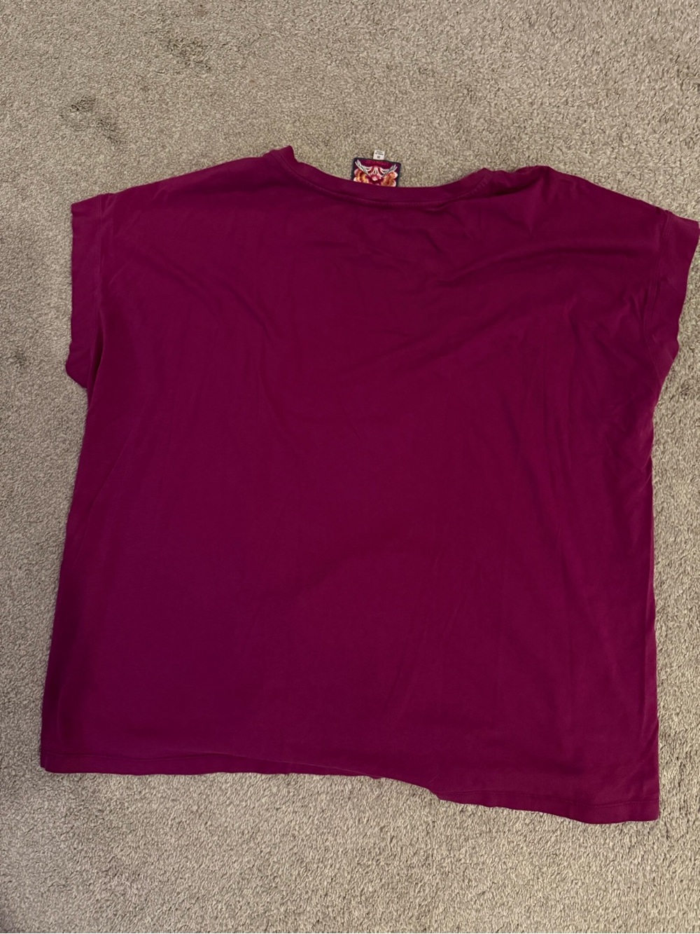 Embroidered Short Sleeve Tee in Plum by (no brand) Originally $150 - Picture 3 of 3